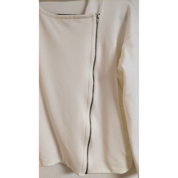 Wmn's EILEEN FISHER Full- Zip Ivory Moto Jacket w/ Side Pockets Small EXCELLENT! - Picture 9 of 15